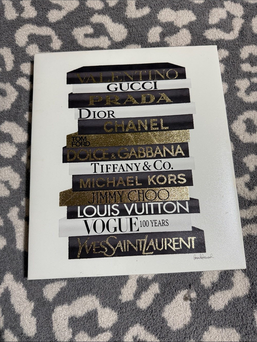 Luxury Fashion Stack Wall Art Print - Black & Gold Text